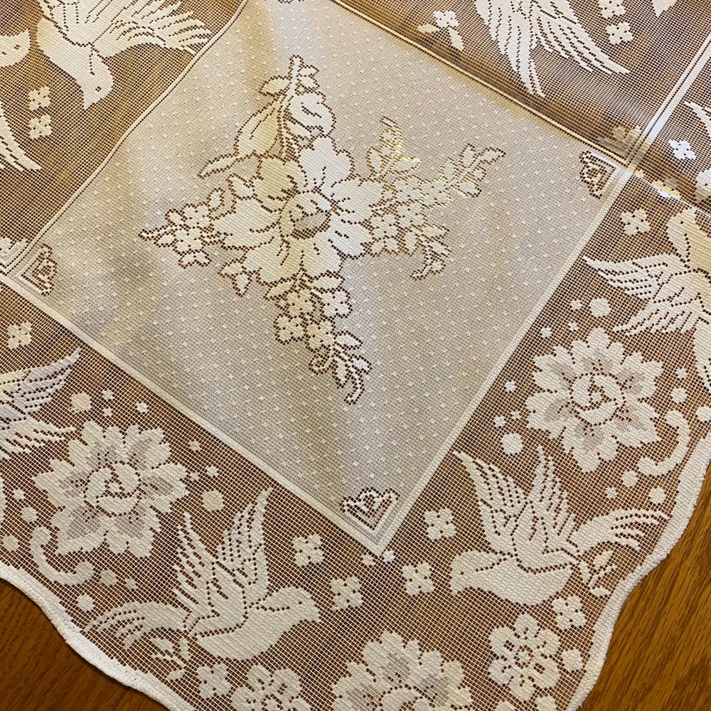 White Polyester Lace Rectangular Tablecloth